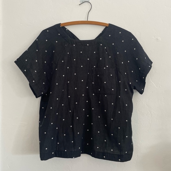 Madewell Lightspun Renwood Button-Back Top in
Square Spot black 100% cotton M - Picture 3 of 6